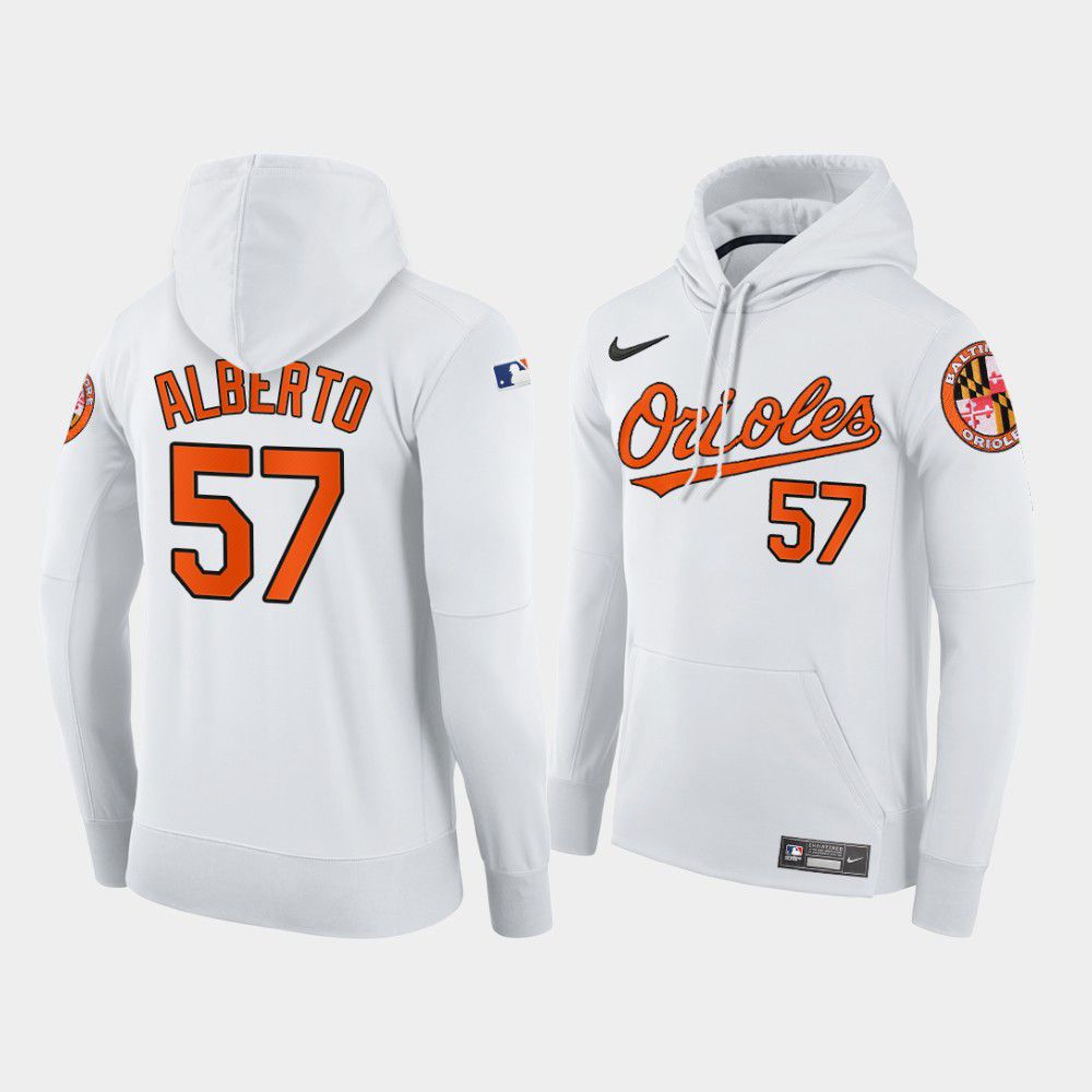 Men Baltimore Orioles 57 Alberto white home hoodie 2021 MLB Nike Jerseys